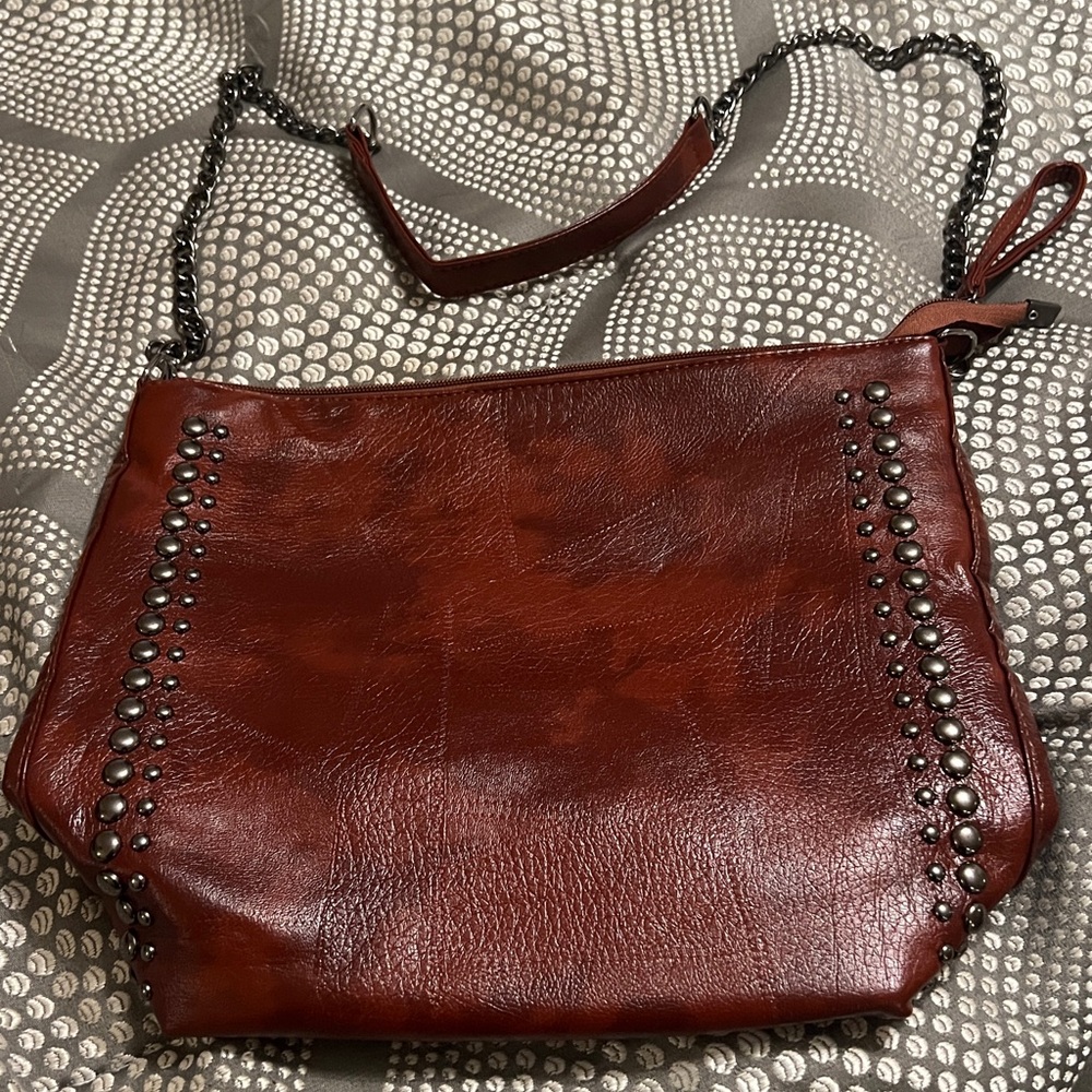 Studded Brown Shoulder Bag
